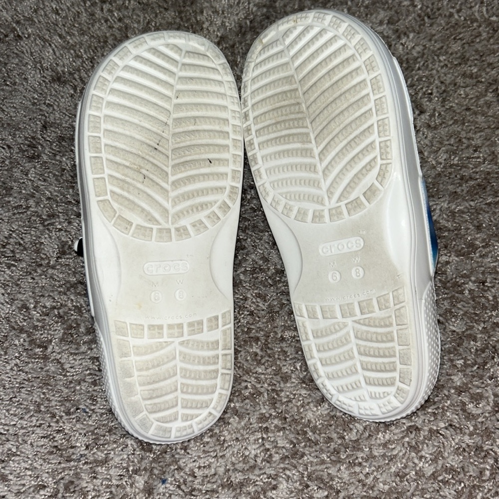Crocs Classic Slide Double Strap Slip On Sandals Solar Rainbow Womens Size 8 - Picture 5 of 6